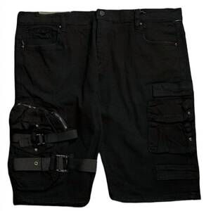 NEW INDUSTRIAL INDIGO men's cargo denim short in black
